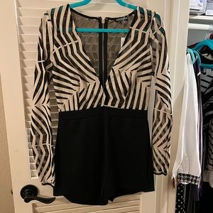 Striped Black Dressy Romper